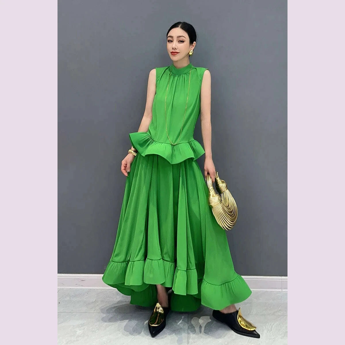 vefadisa-newest-2025-summer-green-women-sets-sleeveless-ruffle-edge-top-large-hem-long-skirt-two-pieces-dress-sets-hlx064-kimlud-kimlud-33915526
