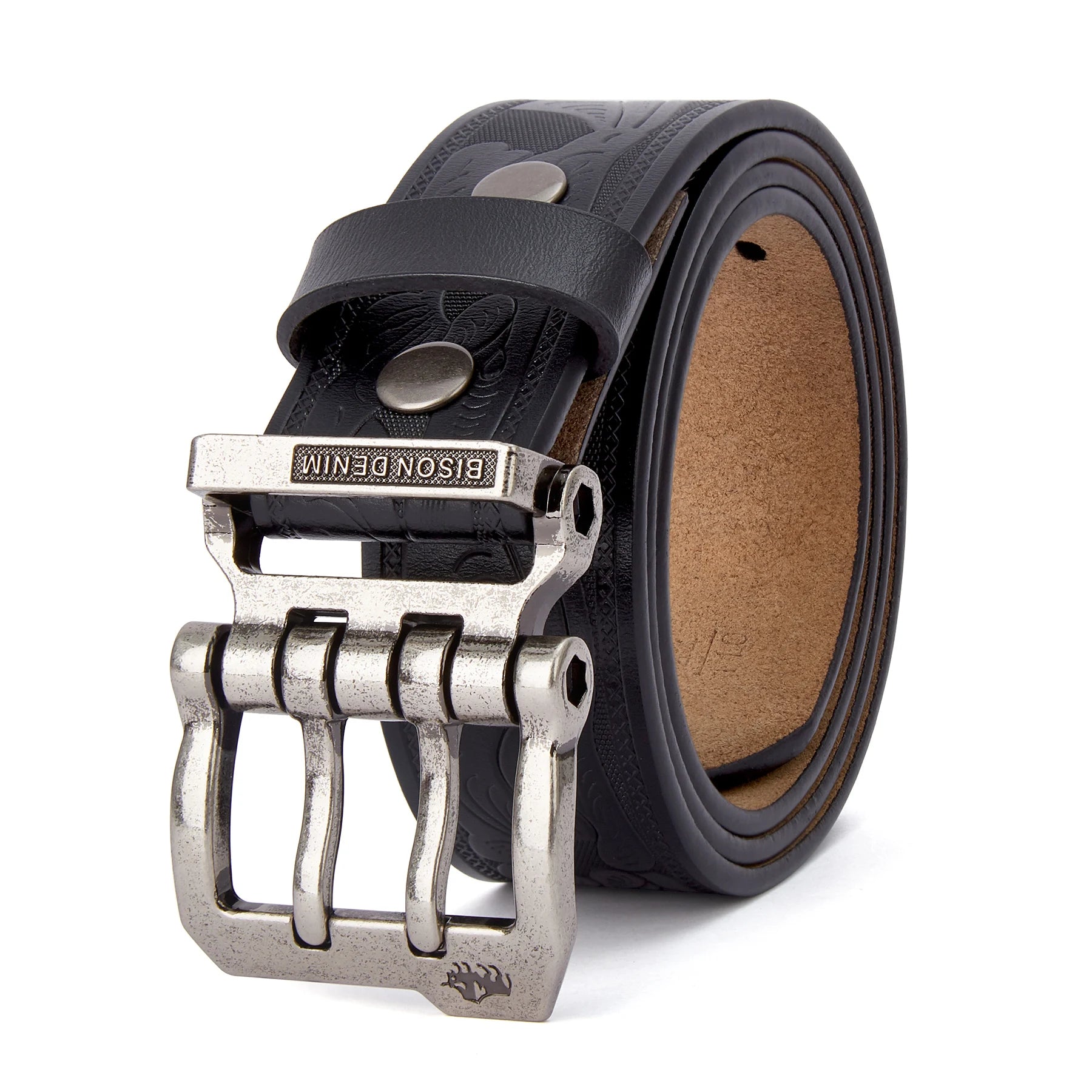 Genuine Cowskin Leather Belt Vintage Pin Buckle Luxury Casual Accessory — Brown | KIMLUD