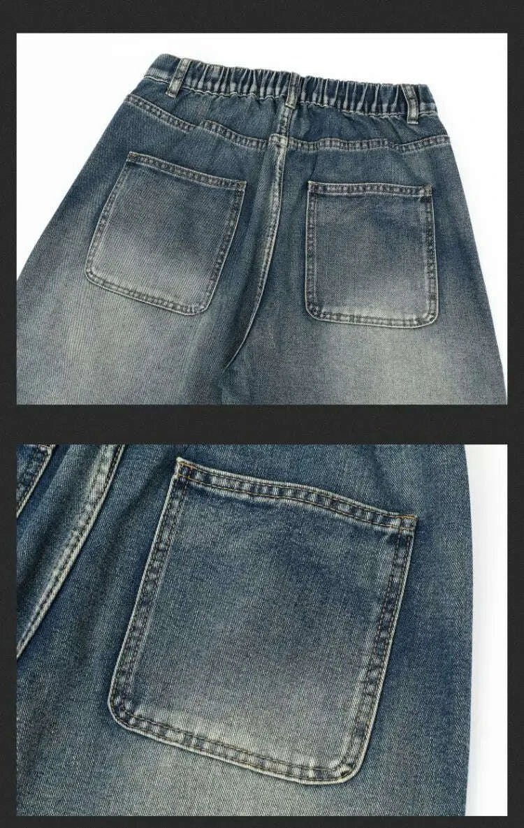 KIMLUD, Men's Jeans Spring And Autumn Fashion Straight Tube Loose Washed Casual American Retro Original Color Wide Rivet Logging Pants, KIMLUD Womens Clothes