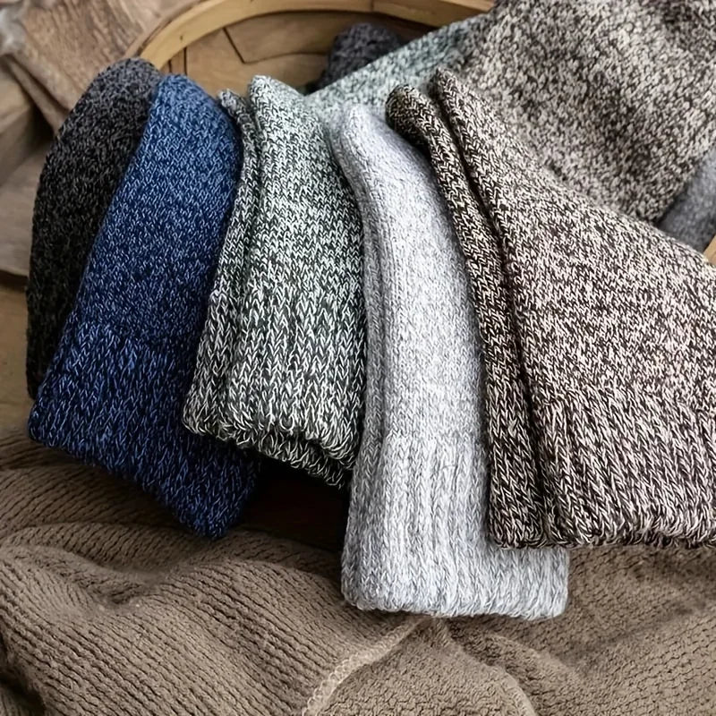 Thermal Polyester Knit Socks Mid-Calf — Black | KIMLUD