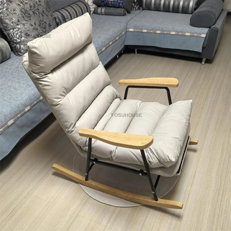 Modern Adjustable Backrest Leisure Living Room Chairs Luxury Rocking Chair for Bedroom Small Apartment Armchair Home Furniture