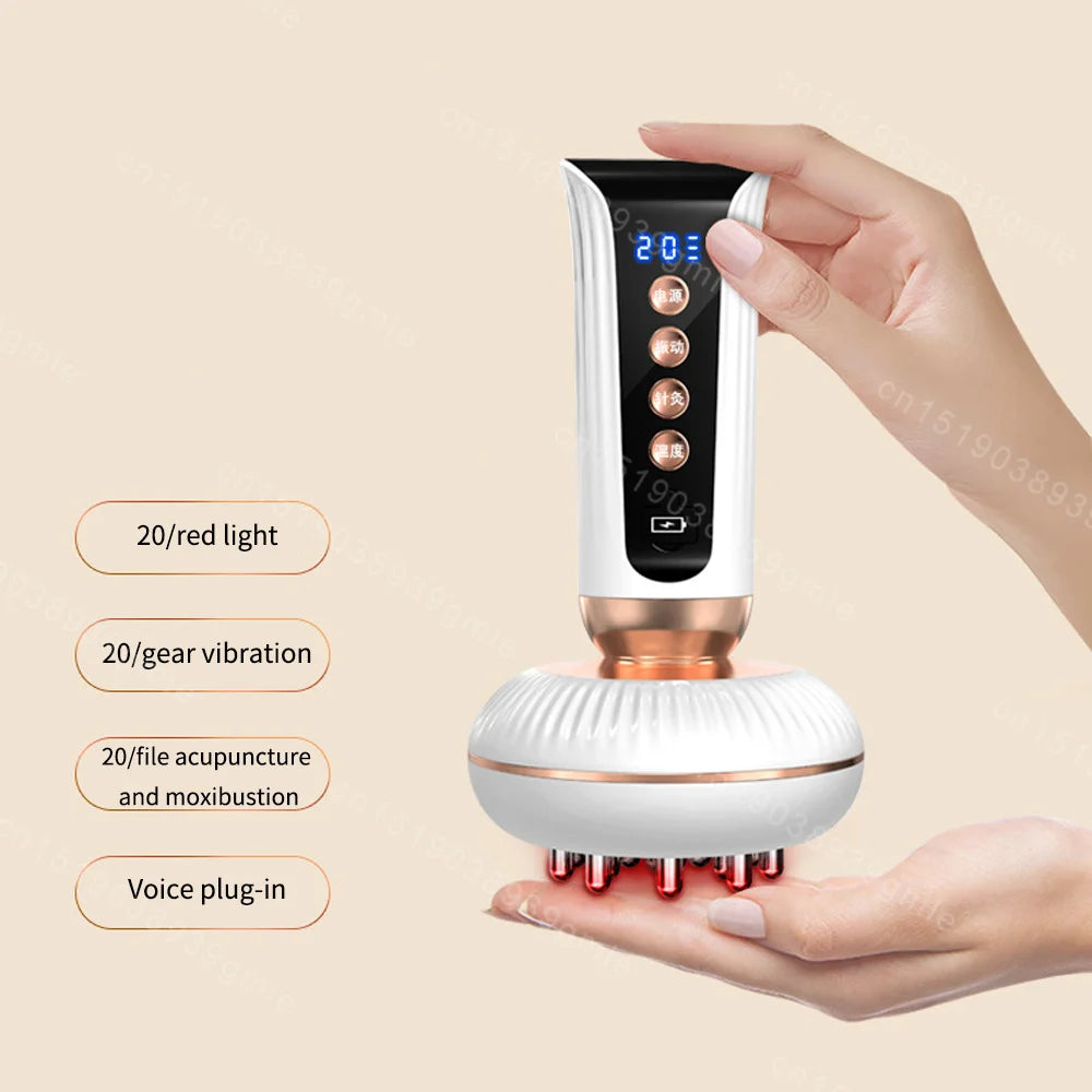 Ems Multifunctional Massage Brush Red Light Heating Waist Back Lymphatic Drainage Massager Meridian Brush Fat Rreducer Scraping