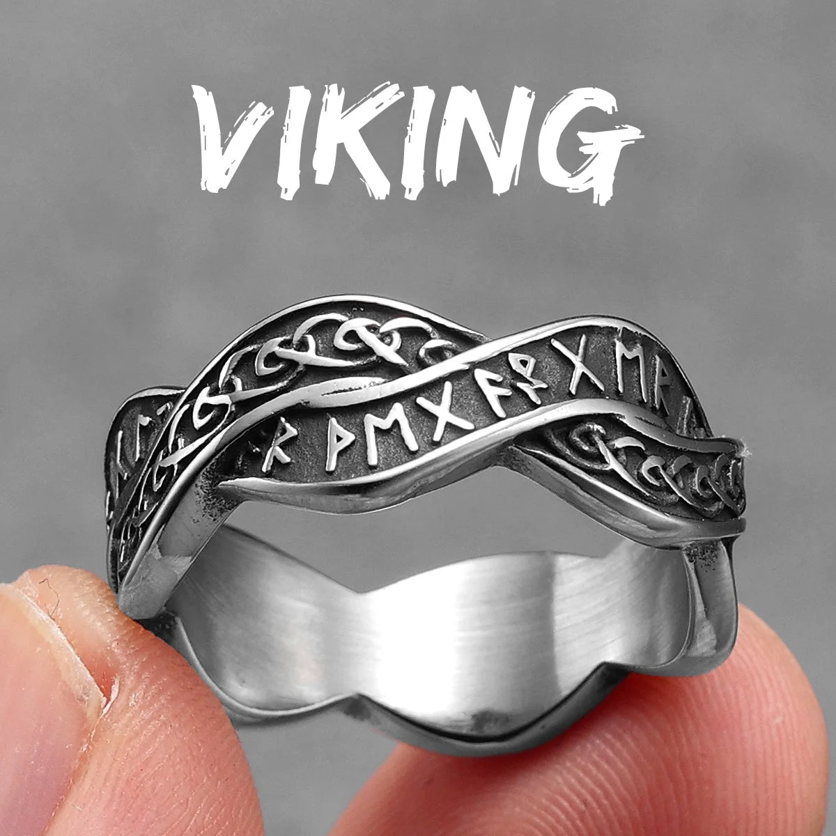 Viking Letter Character Unique Stainless Steel Men Rings Punk New In For Male Women Fashion Jewelry Creativity Gift Wholesale