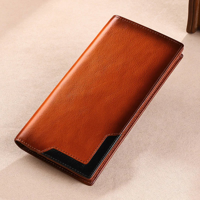 Wallet – Long Card Holder – Cow Leather – Silver | KIMLUD