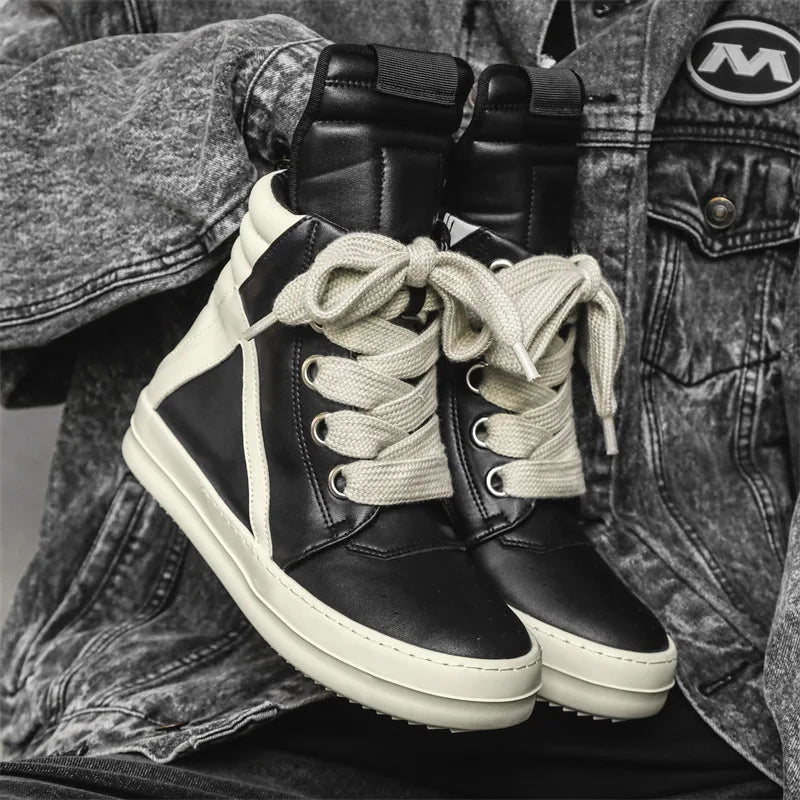 Men High Top Boots Autumn Winter Men's Shoes Street Trend Retro Motorcycle Boots Versatile Sports Casual Board Shoes