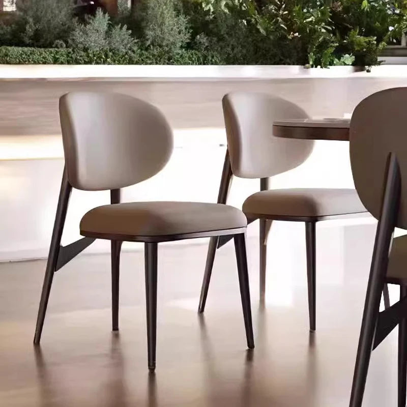 Nordic Leather Reading Chair With Brushed Stainless-Steel Legs — Beige | KIMLUD
