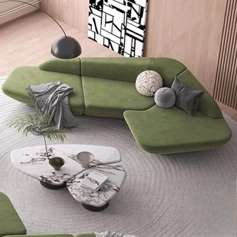 Modern Curved Leather Luxury Sofas — Gray | KIMLUD