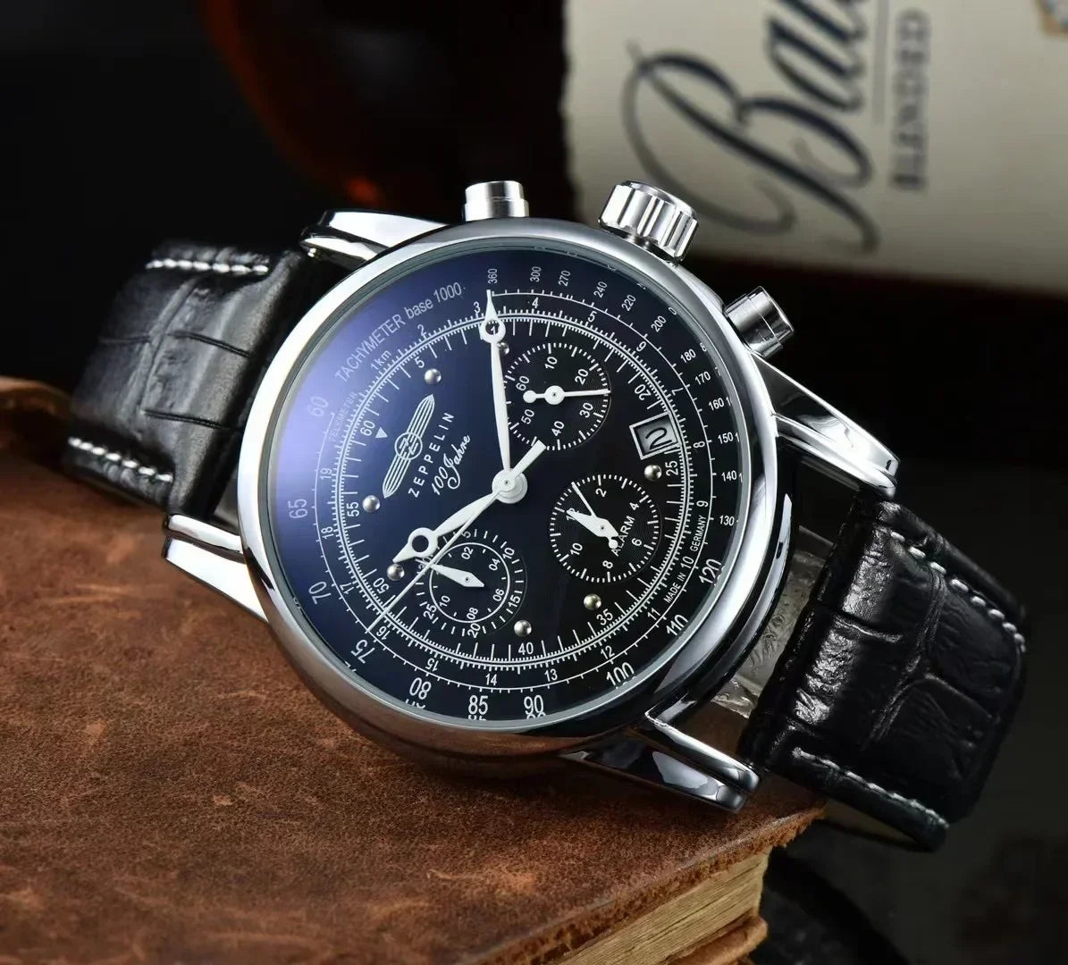 Stainless Steel Automatic Wristwatch — Black | KIMLUD