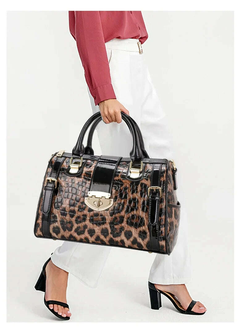 KIMLUD, Aidrani A Trendy Leopard Print WOMEN'S Handbag Made of Glossy Material Waterproof and Scratch Resistant Technology and High-qua, KIMLUD Womens Clothes