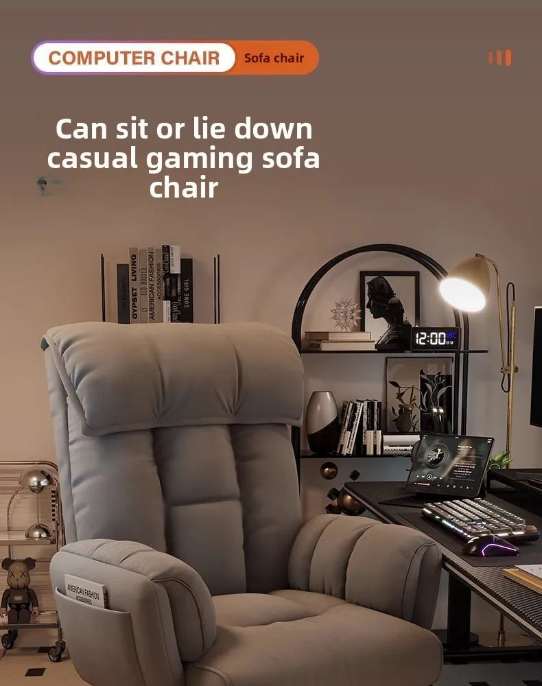Ergonomic Tech Cloth Gaming Chair Reclining With Adjustable Lumbar Support — Charcoal Gray | KIMLUD