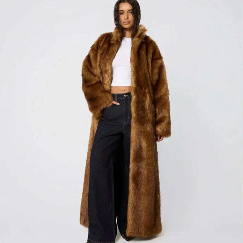 KIMLUD, Women Overcoat High Quality Fur Coat Imitating Fox Fur Stylish Thickened Coat 2025 New Temperament Winter Women's Fur Coat H608, KIMLUD Womens Clothes