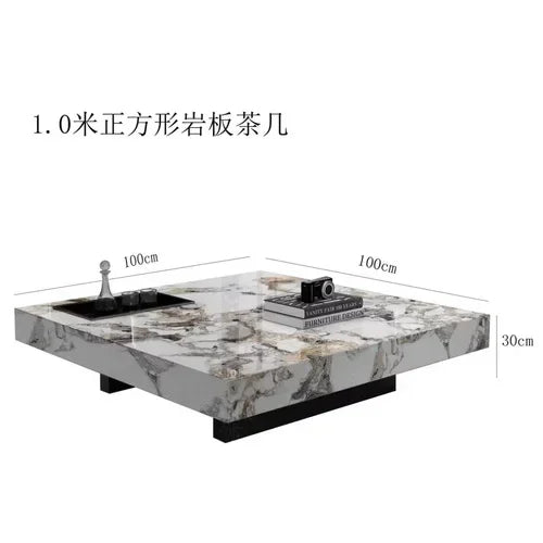 Marble Top Coffee Table Rectangular Frame — Charcoal Gray | KIMLUD
