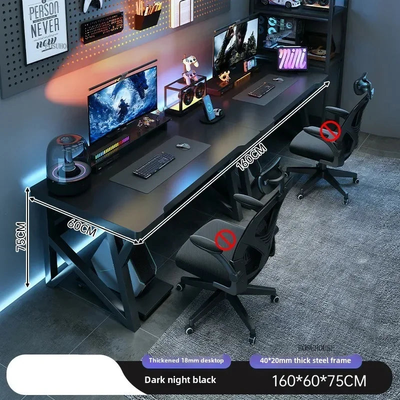 L-Shaped Double Computer Desk Home Office — Black | KIMLUD