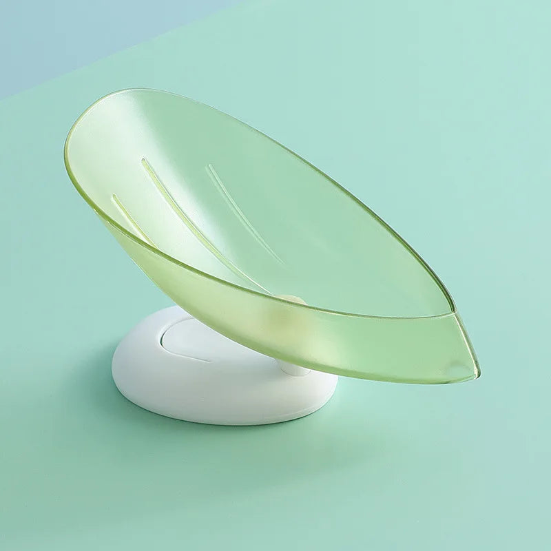 Leaf-Shaped Clear Plastic Soap Dish With Drain — Clear | KIMLUD