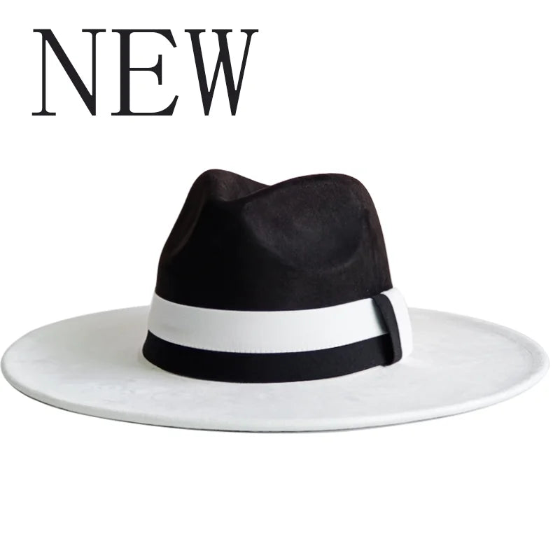 Suede Colorblock Wide-Brim Unisex Hat — Brown | KIMLUD