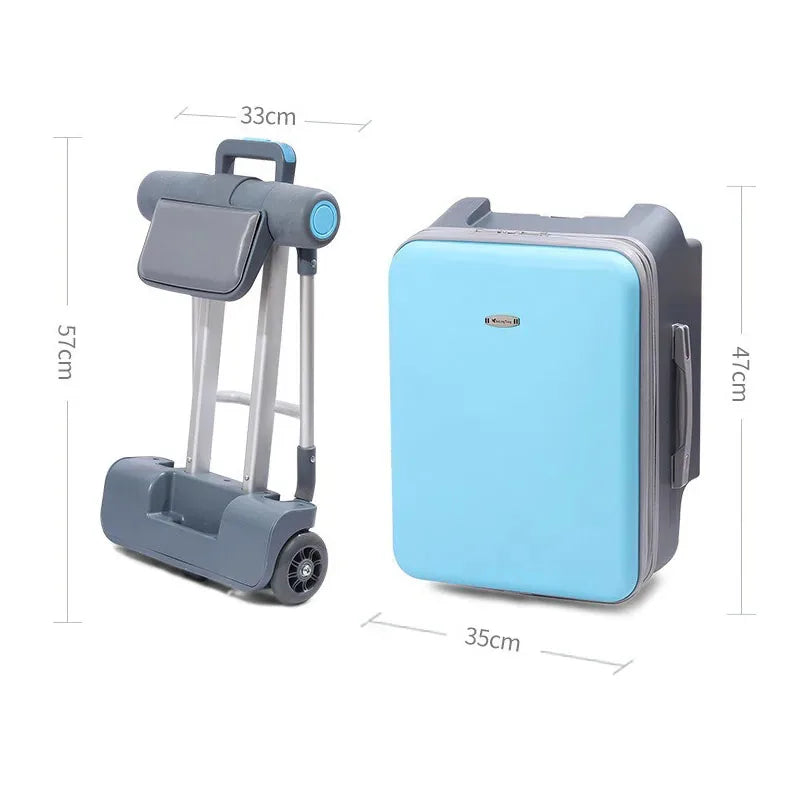 Waterproof ABS Carry-On Luggage For Kids Travel Companion With Multi-Function Design — Sky-Blue | KIMLUD