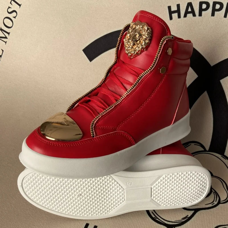 High-Top Zip-Decorated Sneaker With Breathable Mesh Lining — Black | KIMLUD