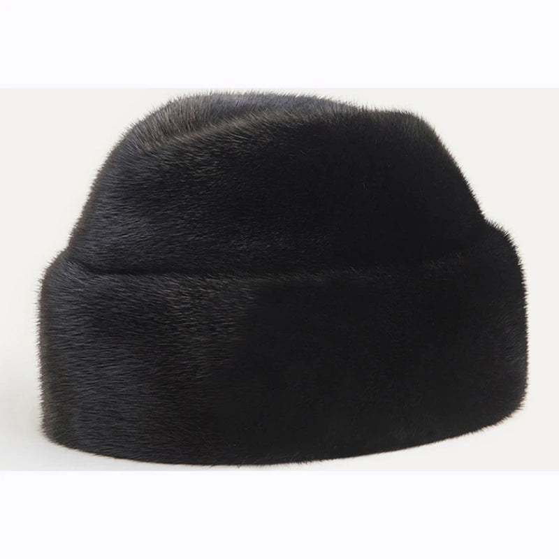 Genuine Mink Fur Winter Hat For Men — Espresso Brown | KIMLUD