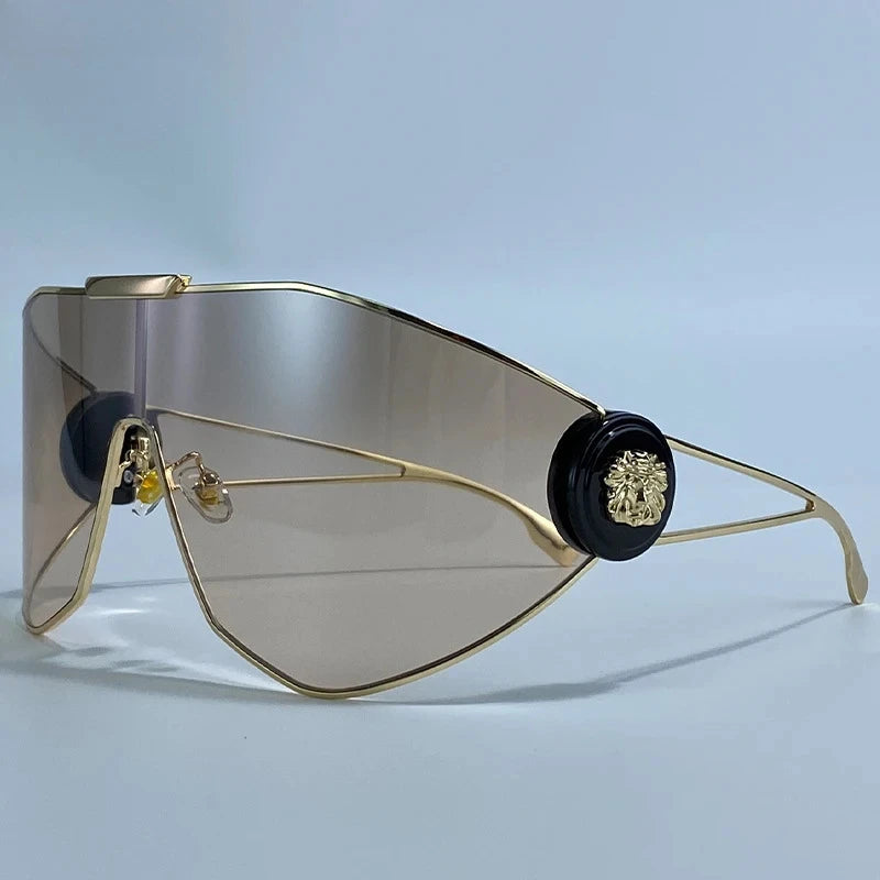 Plastic Oversized Sunglasses Solid — Gold | KIMLUD