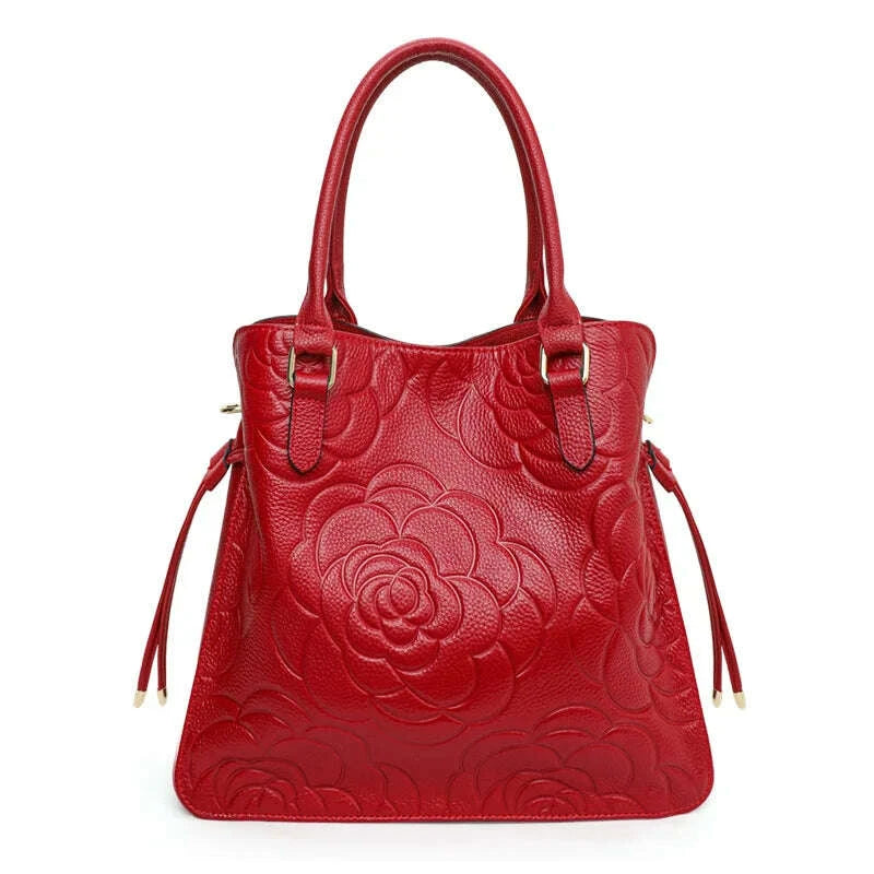 KIMLUD, Aidrani Fashion Genuine Leather Women's Bag Large Capacity Women's Handbag Black Embossed Cowhide Shoulder Bag, KIMLUD Womens Clothes