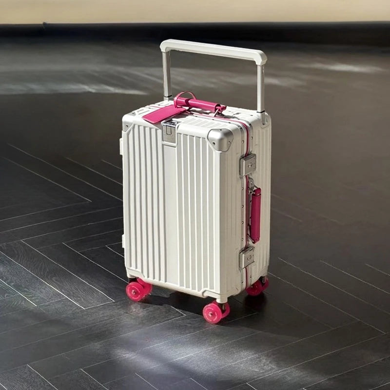 Wide-Handle Travel Suitcase With Cup Holder — Black | KIMLUD