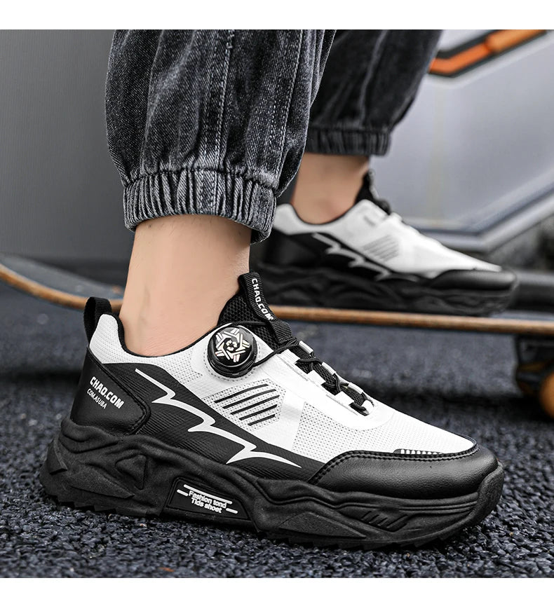 Breathable Korean Sneakers Rotating Laces — Black | KIMLUD