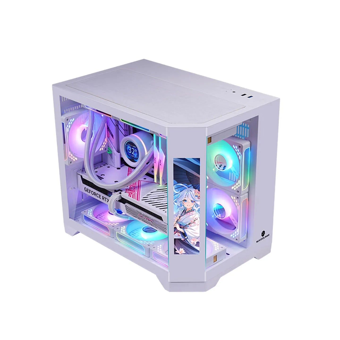 Tempered Glass Desktop Case Dreamer M-ATX Supports 360mm Radiator — White | KIMLUD