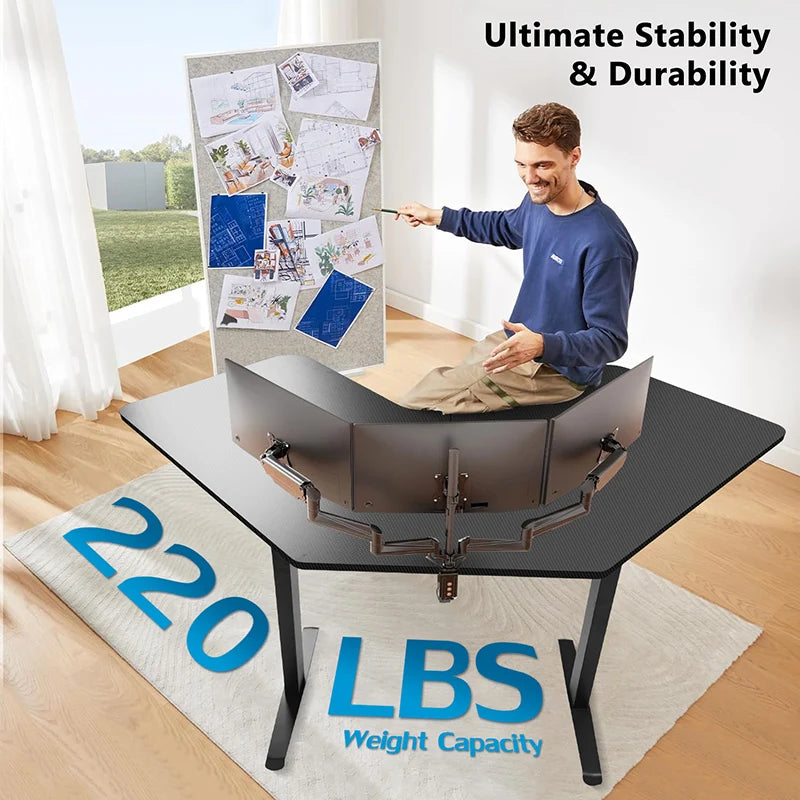 L-Shaped Desk Electric Height-Adjustable — Charcoal Matte | KIMLUD