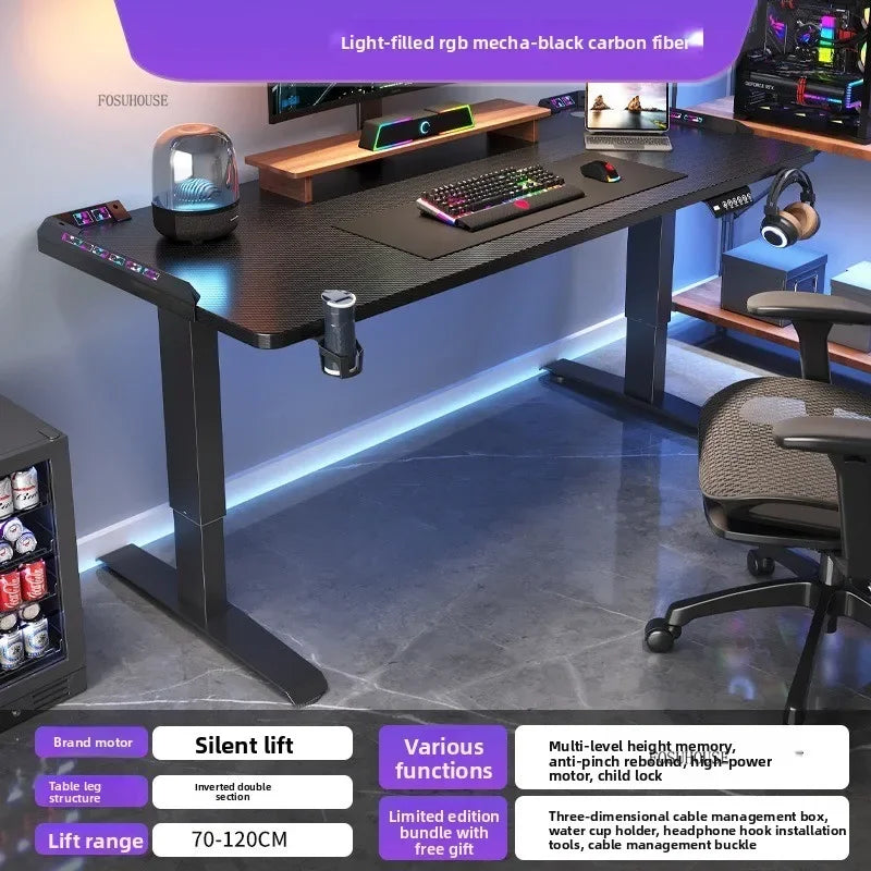 L-Shaped Desk Height-Adjustable Electric With Quiet Motor And Programming Presets — Black | KIMLUD