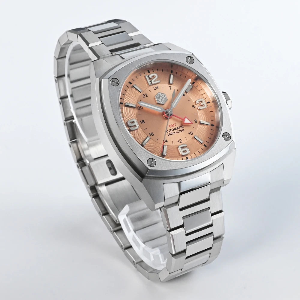 San Martin Men Watch Original Design Square GMT 39.5mm Luxury Automatic Mechanical Watches Sapphire Waterproof Wristwatch SN0026