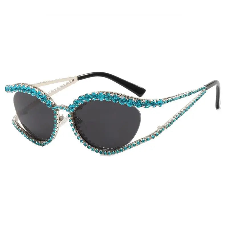 Diamond Hollow Sunglasses Concave Shape — Black | KIMLUD