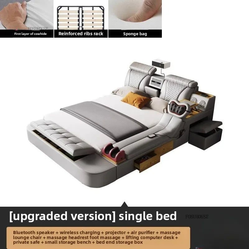 Simple Bedroom Beds Smart Massage Tatami Double Bed Modern Wedding Bed with Projector Multifunctional Beds Bedroom Furniture