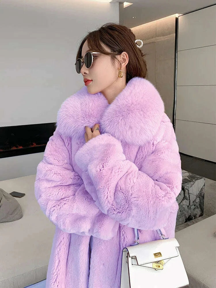 KIMLUD, 5XL Oversized Autumn Winter Faux Fur Coat Women Loose Long Plush Jackets Thick Warm OverCoat Female Large Fur Collar Parka 2023, KIMLUD Womens Clothes