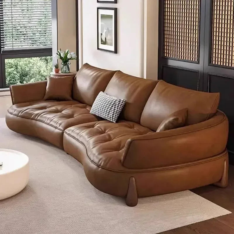 Wood Brown European Sofas Waterproof Armrest Luxury Floor Lounges Couch Puffs Nordic Designer Divani 2 Posti Unique Furniture