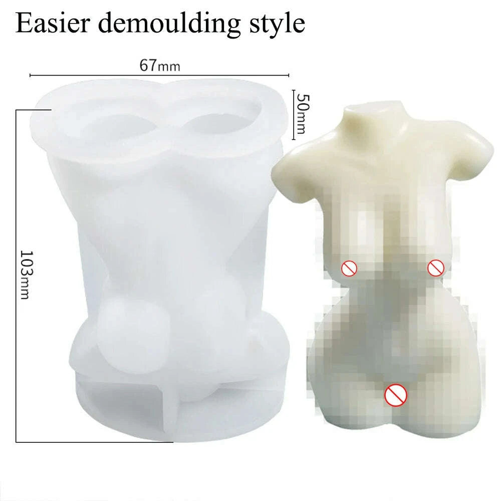 KIMLUD, 3D Body Silicone Candle Mold DIY Creative Men Women Human Plaster Epoxy Resin Aromath Soap Molds Art Craft Home Decoration, KIMLUD Womens Clothes