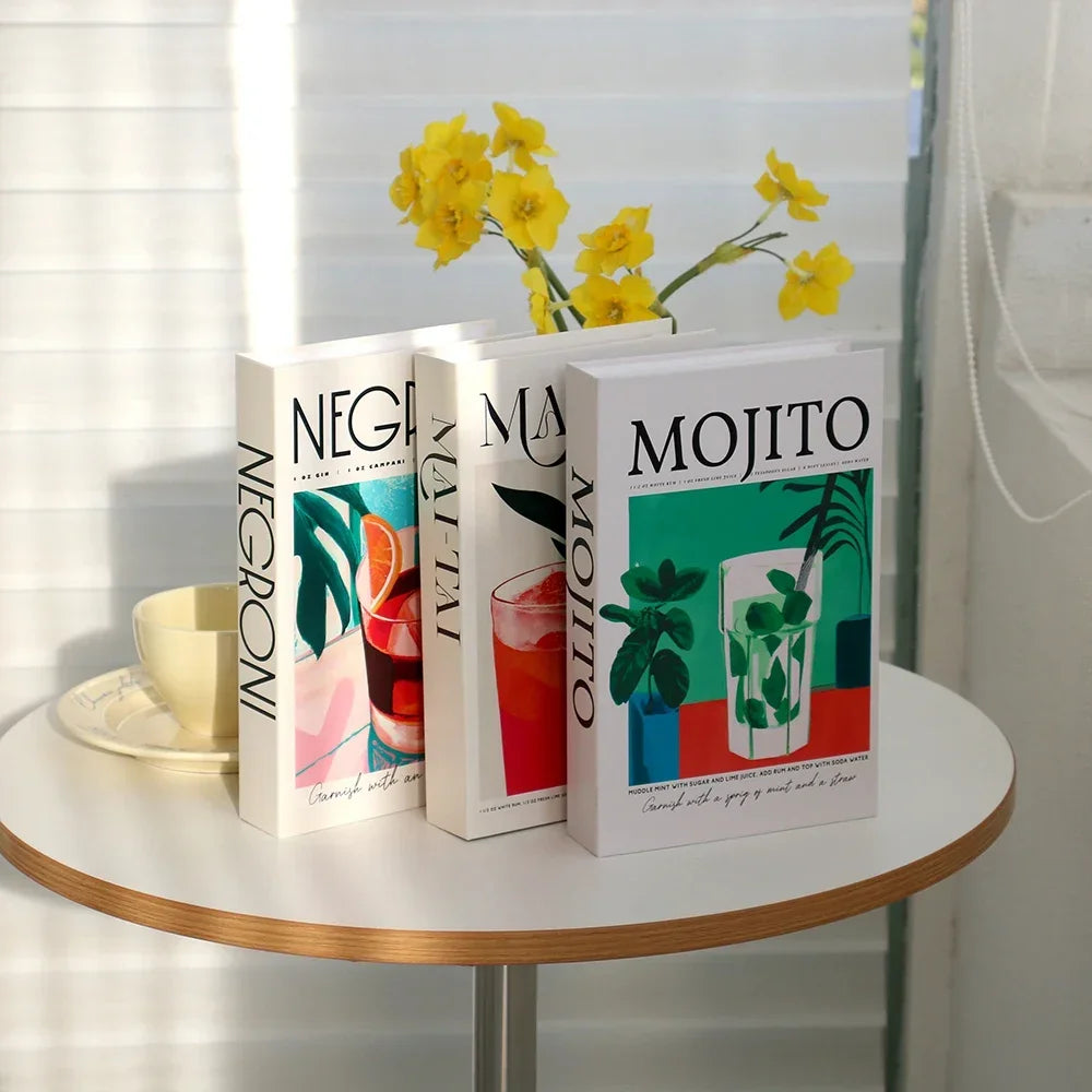 Foldable Faux Books Three-Piece Set for Couture Coffee Table Decor — Black | KIMLUD