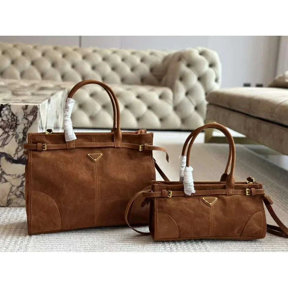 KIMLUD, 2025 New Casual Versatile Leather Belt Buckle Suede Retro Underarm Bag Premium Texture Niche Handbag Crossbody Bag Shoulder Bag, KIMLUD Womens Clothes