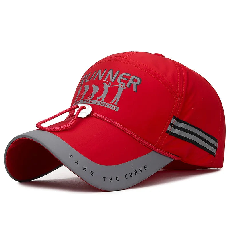 Breathable Adjustable Baseball Cap Extended Brim — Red | KIMLUD