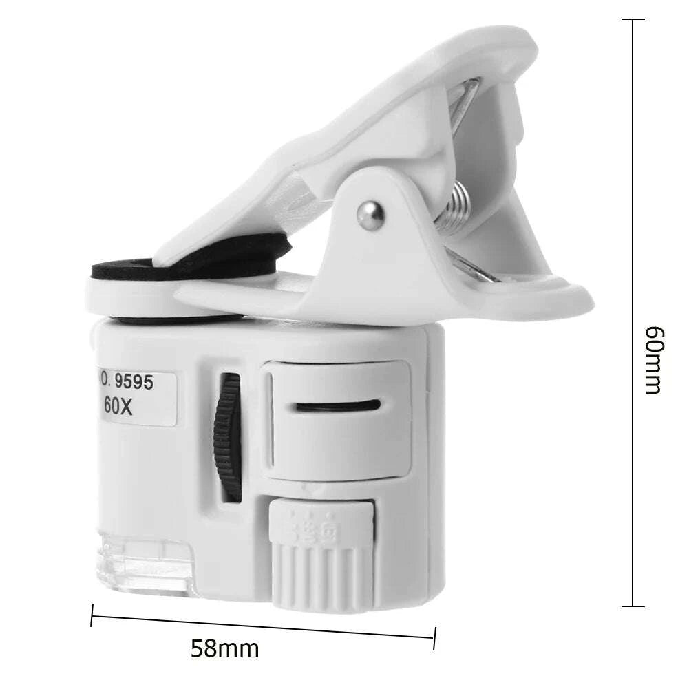 KIMLUD, 60X Mobile Phone Camera Clip Lens Mini Pocket UV/white Magnifier Portable Jeweler Microscope Loupe Used for students and learnin, KIMLUD Womens Clothes