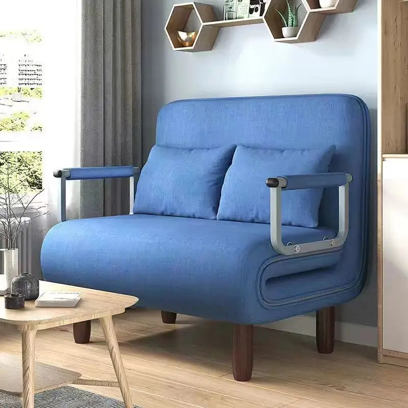 Foldable Metal Sofa Bed Dual-Purpose — Orange | KIMLUD