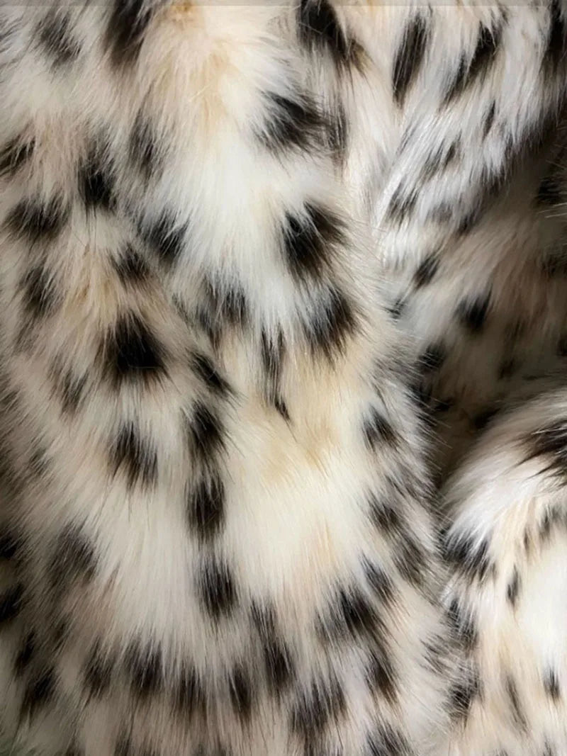 Coat - Belted Long Leopard Faux Fur - Leopard Print | KIMLUD