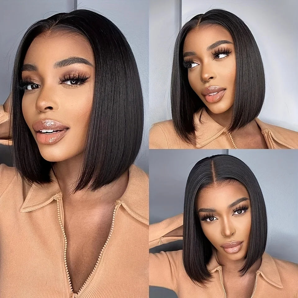 Lace Front Wig - 250% Remy Brazilian Hair - Bone Straight Bob | KIMLUD