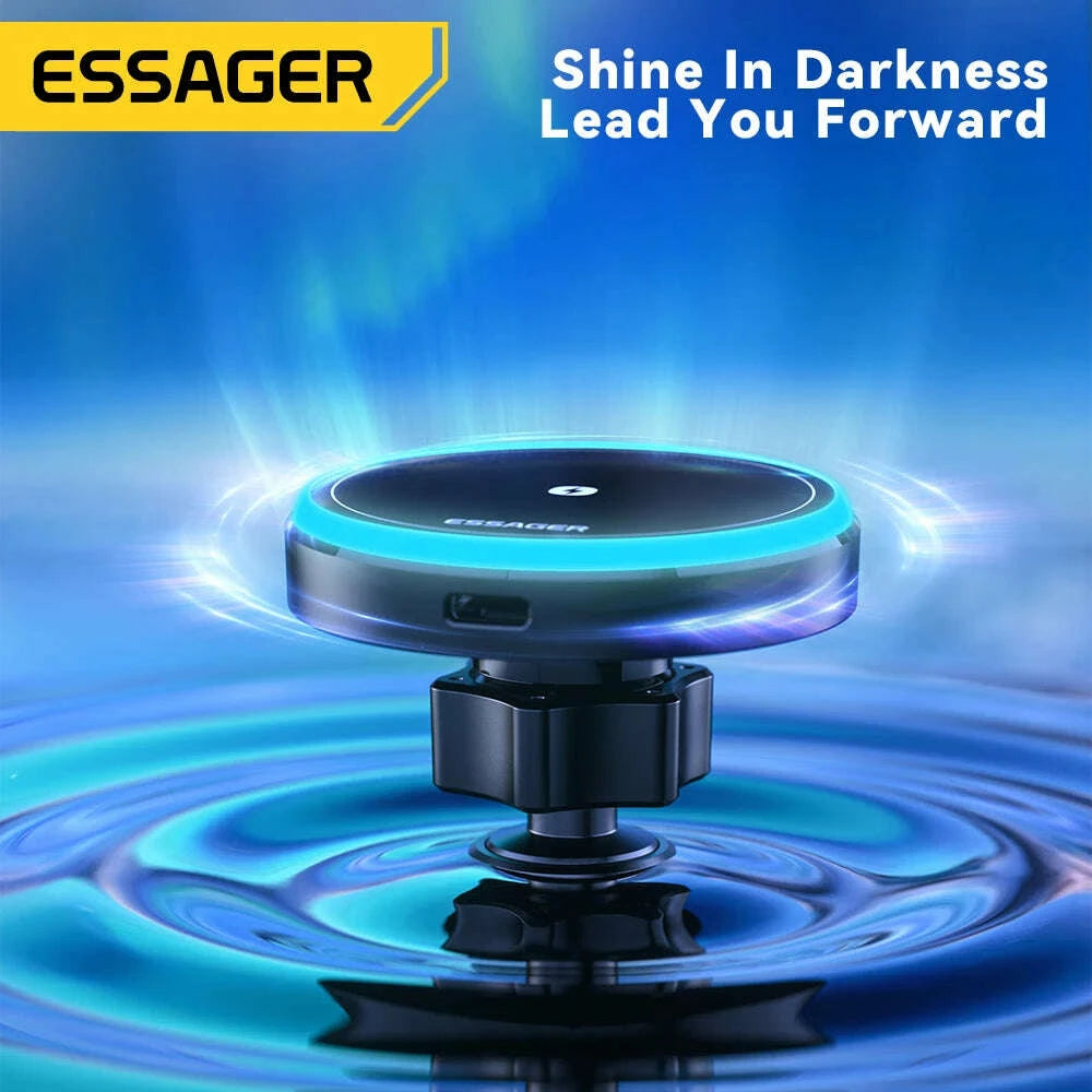 KIMLUD, Essager Magnetic Wireless Charger Car Phone Holder 15W RGB Seven Color Light Fast Charging Mount Stand For IPhone15 14 13Android, KIMLUD Womens Clothes