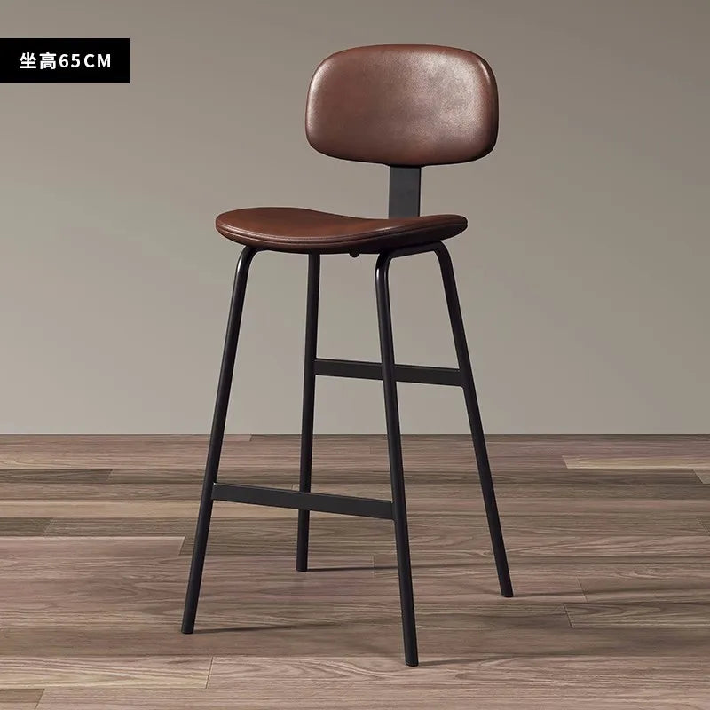 Industrial Wrought-Iron Bar Stool Soft Bag Seat — Black | KIMLUD