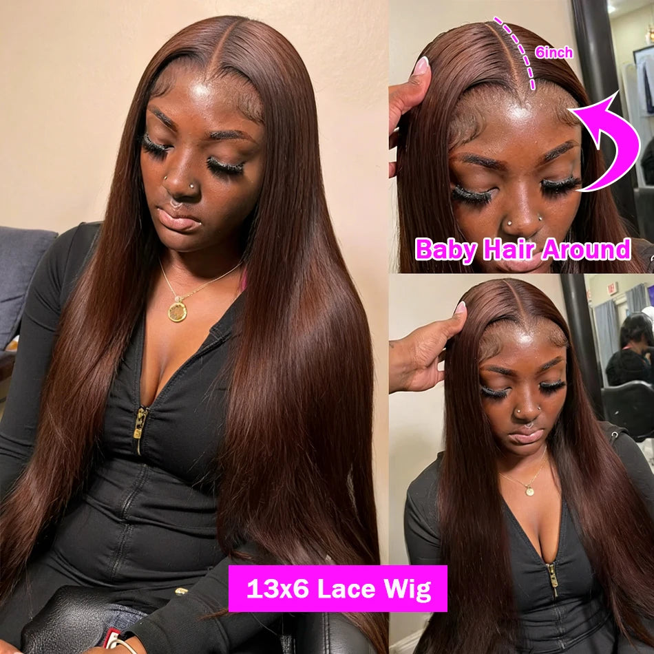 Lace Front Wig – 13x4 Straight – Remy Hair – Chocolate Brown | KIMLUD