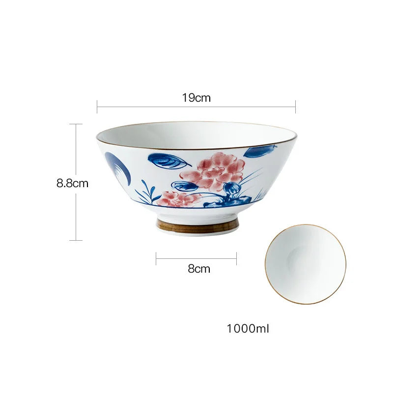 Hat-Bowl Porcelain 7.5-Inch Ramen Bowl — Blue-White | KIMLUD