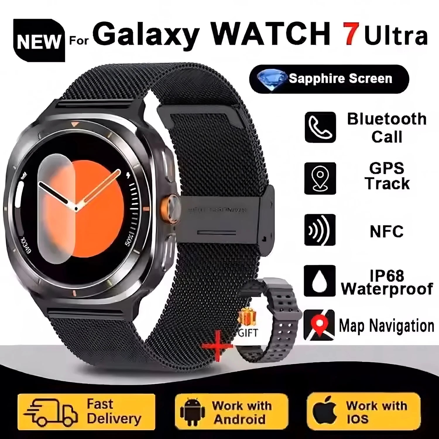 32GB DT Watch 7 Ultra Memory GPS NFC Local Music Bluetooth Call Compass Bluetooth Smart Watch For Android For Men Women 2025 NEW