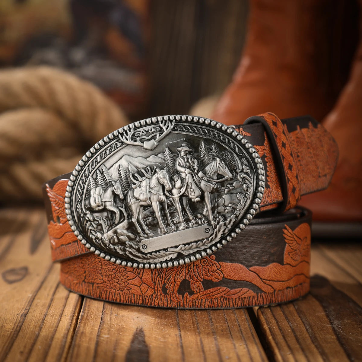 Belts – PU Belt With Alloy Buckle – Western Style | KIMLUD