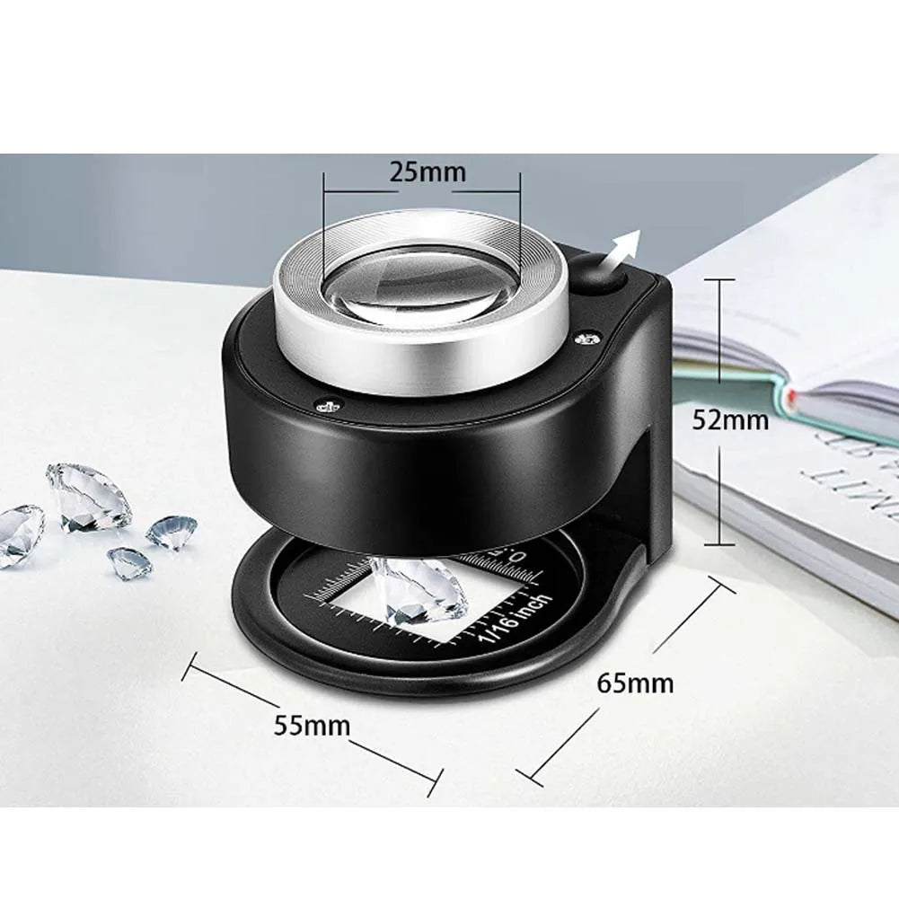 60x magnifying glass USB rechargeable Magnifier Glass Optical Glass Lens Loupe with 6 LED UV lights for Coin Stamps Jewelry