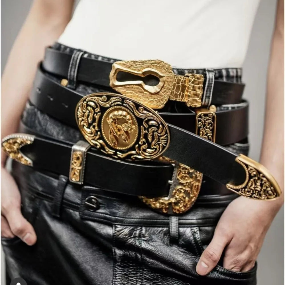 New Luxury Women's Belt Leather Adjustable Waist Belt Buckle Lobster Engraved Buckle Waist Chain for Dresses